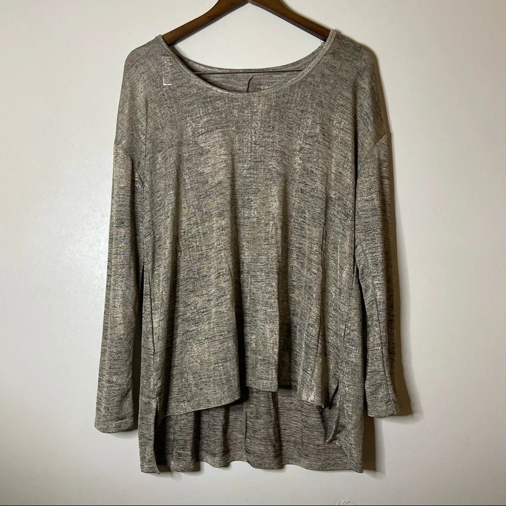Gold Metallic Tunic LANE BRYANT Top Scoop Neck Slouchy Relaxed Blouse Size 16/18 - Picture 8 of 8